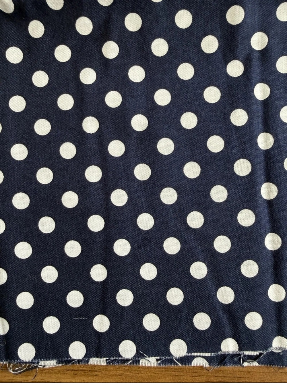 Waverly Inspirations Navy Blue White Polka Dot Fabric Remnant 33" L x 44" W
